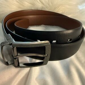 Perry Ellis Reversible Belt - Brown & Black, Gun Metal Buckle Casual or Dress